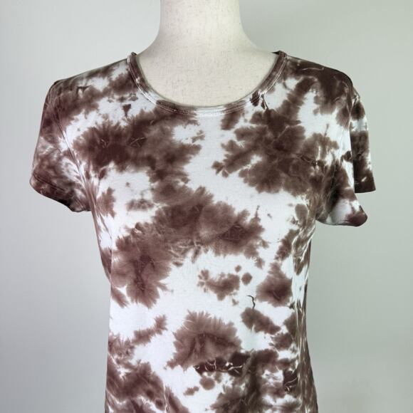 Prana Brown Tie Dye T Shirt Women's Medium Short Sleeve Western Boho Festival - Picture 5 of 12